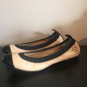Chanel Ballet Flats (beige & black dual tone, rare, excellent condition)
